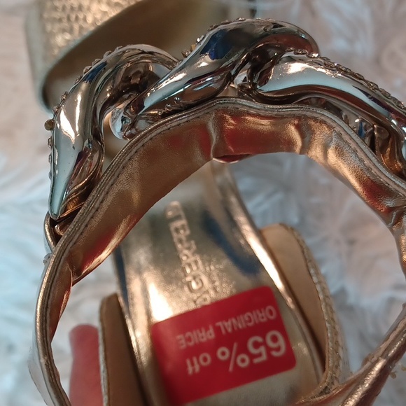 NEW Karl Lagerfeld Paris Gold Snakeprint Anisha Platform Gold Sandal Size 9.5 - Picture 8 of 14